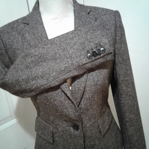 🌺 NWT Ann Taylor Brown Tweed Wool Skirt Suit